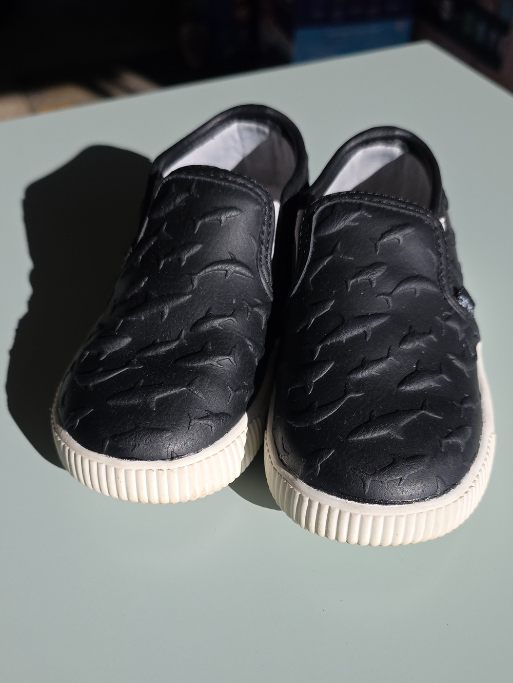 Carter's Black Slip-On Sneakers with Shark-Textured Upper